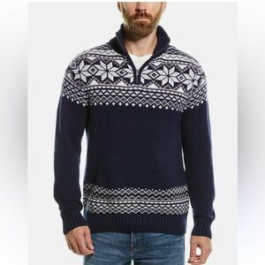 Magaschoni Men's Sweater with Snowflake Pattern fair isle fisherman